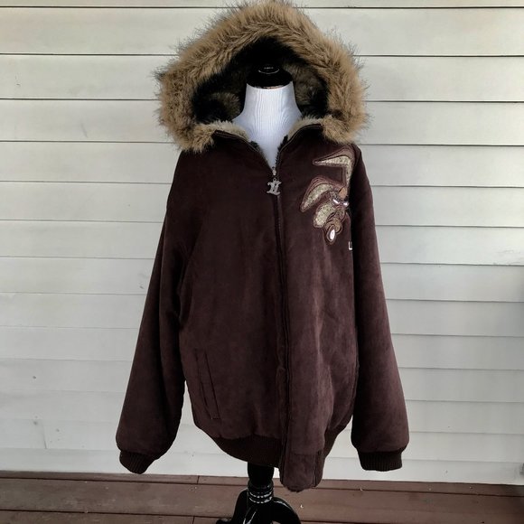 Lot 29 Luxe Other - Lot 29 Luxe Wile E Coyote Faux Fur Bomber Jacket